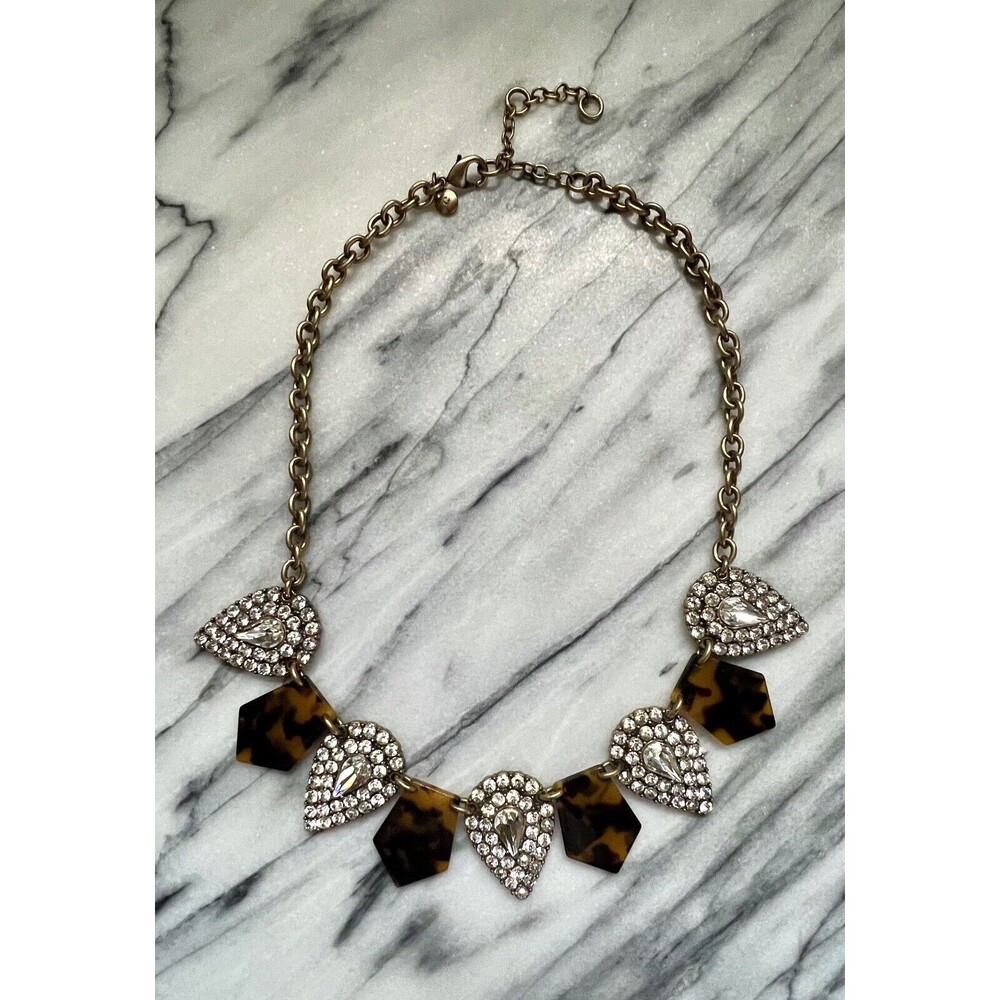 J. Crew crystal rhinestone and tortoise shell statement necklace